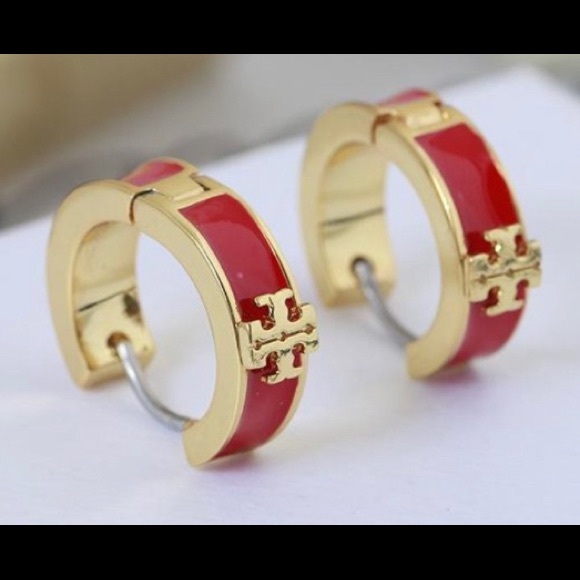 Red loop earrings - Picture 2 of 4